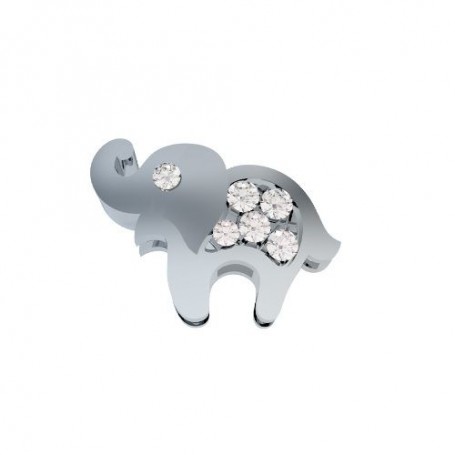 ELEMENTS - CHARM A FORMA DI ELEFANTE IN ORO BIANCO E DIAMANTI BIANCHI
