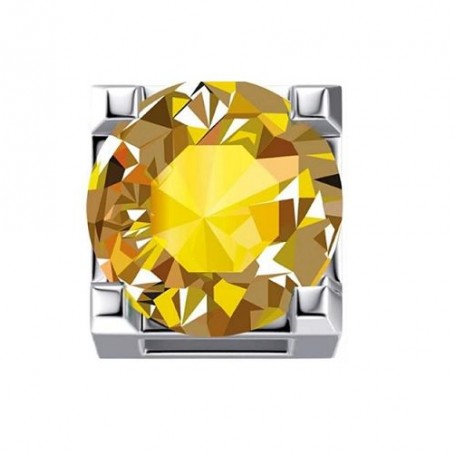 ELEMENTS - CHARM GRIFFE TONDA IN ORO BIANCO E CITRINO