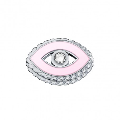 ELEMENTS - CHARM OCCHIO IN ORO BIANCO, SMALTO ROSA E DIAMANTE BIANCO