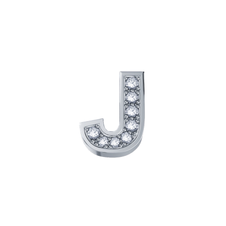 ELEMENTS - CHARM LETTERA J IN ORO BIANCO E DIAMANTI BIANCHI