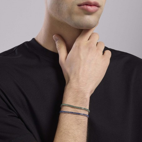 MABINA - COLLEZIONE TENNIS CLUB - BRACCIALE TENNIS UOMO CON ZAFFIRI SINTETICI