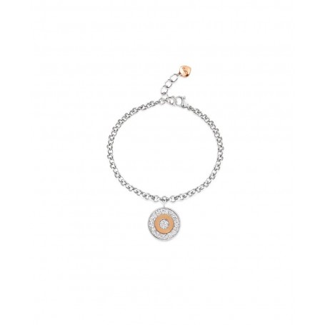 OPS - COLLEZIONE MY GLITTER - BRACCIALE CON GLITTER E LETTERA O PLACCATA ORO ROSA