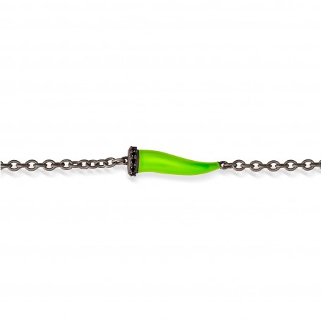 MANO J - BRACCIALE CHARMS CON CORNETTO SMALTATO VERDE