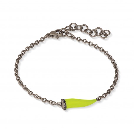 MANO J - BRACCIALE CHARMS CON CORNETTO SMALTATO GIALLO FLUO