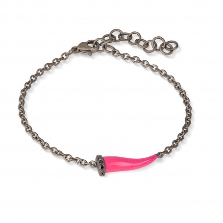 MANO J - BRACCIALE CHARMS CON CORNETTO SMALTATO FUCSIA