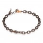 MANO J - BRACCIALE CON CATENA IN TITANIO, ORO ROSSO 9KT E DIAMANTI BLACK