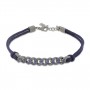 MANO J - BRACCIALE GROUMETTE NAUTICA IN TITANIO CON ZAFFIRI BLU E LACCIO BLU NAVY