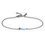 MANO J - BRACCIALE CON CORNETTO MINI SMALTATO AZZURRO E DIAMANTI BLACK