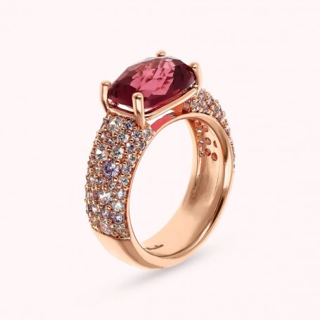 BRONZALLURE - ANELLO CON PRISMA GEM TAGLIO MOSAICO E PAVE' DI CUBIC ZIRCONIA