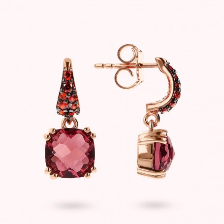 BRONZALLURE - ORECCHINI PENDENTI CON PRISMA GEM QUADRATA E PAVE'