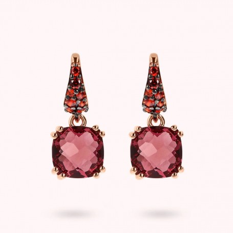 BRONZALLURE - ORECCHINI PENDENTI CON PRISMA GEM QUADRATA E PAVE'