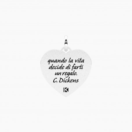 KIDULT - COLLEZIONE PERSONA SPECIALE - CIONDOLO A FORMA DI CUORE CON FRASE DICKENS