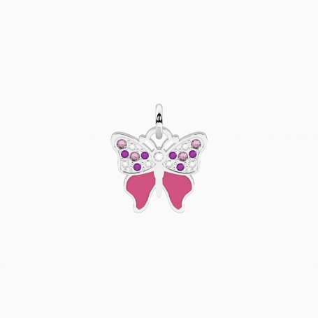 KIDULT - COLLEZIONE BUTTERFLY - CIONDOLO FARFALLA CON CRISTALLI ROSA