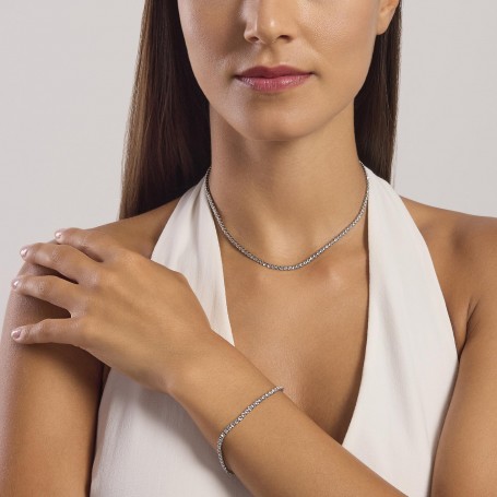 KIDULT - COLLEZIONE STYLE 11 - GIROCOLLO REGOLABILE CRISTALLI BIANCHI