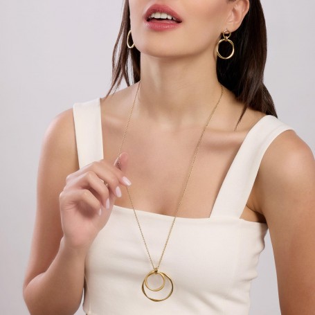 KIDULT - COLLEZIONE STYLE 24 - ORECCHINI DORATI CON PENDENTI CIRCOLARI