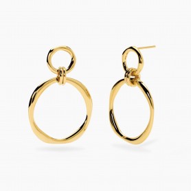 KIDULT - COLLEZIONE STYLE 24 - ORECCHINI DORATI CON PENDENTI CIRCOLARI