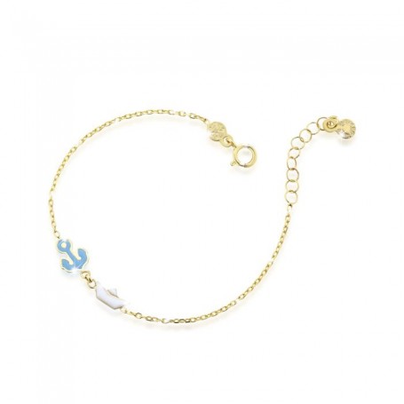 LE BEBE - COLLEZIONE TOYS - BRACCIALE CON ANCORA E BARCHETTA IN ORO GIALLO