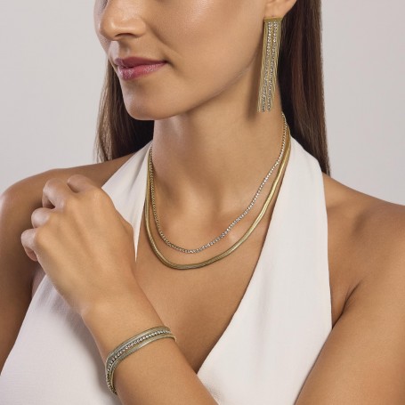 KIDULT - COLLEZIONE STYLE 02 - GIROCOLLO DORATO CON TENNIS DI CRISTALLI