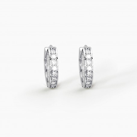 MABINA - COLLEZIONE LUMIERE - ORECCHINI A CERCHIO IN ARGENTO CON ZIRCONI