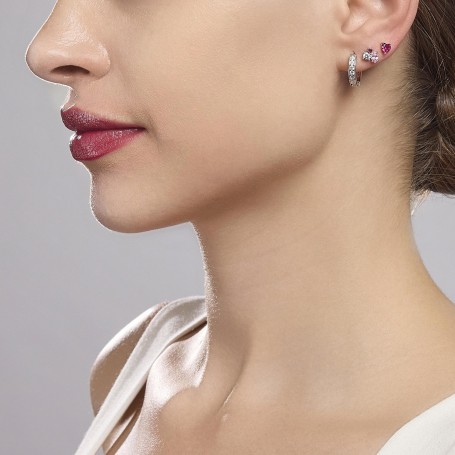 MABINA - COLLEZIONE LUMIERE - ORECCHINI A CERCHIO IN ARGENTO CON ZIRCONI