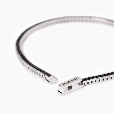 MABINA - COLLEZIONE TENNIS CLUB - BRACCIALE TENNIS UOMO CON ZIRCONI NERI