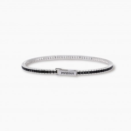 MABINA - COLLEZIONE TENNIS CLUB - BRACCIALE TENNIS UOMO CON ZIRCONI NERI