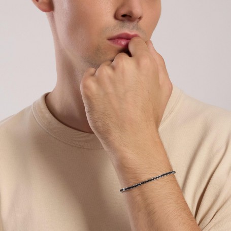 MABINA - COLLEZIONE TENNIS CLUB - BRACCIALE TENNIS UOMO CON ZIRCONI NERI