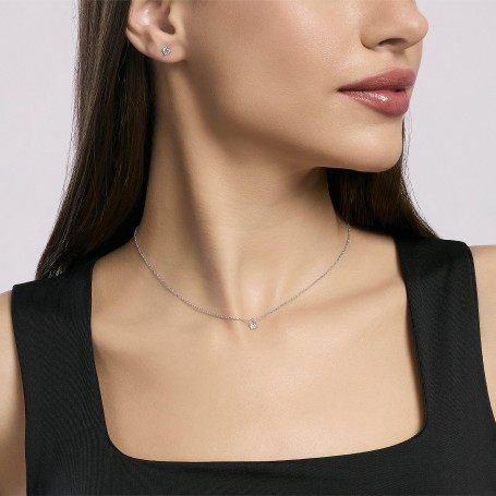 MABINA - COLLEZIONE SHINY - GIROCOLLO IN ARGENTO CON CATENA FORZATINA E PUNTO LUCE