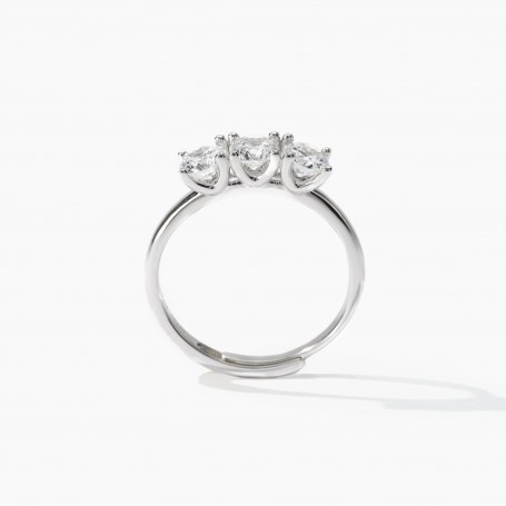 MABINA - COLLEZIONE TRILOGY - ANELLO TRILOGY REGOLABILE CON ZIRCONI BIANCHI