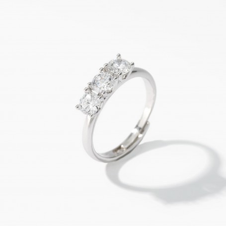 MABINA - COLLEZIONE TRILOGY - ANELLO TRILOGY REGOLABILE CON ZIRCONI BIANCHI