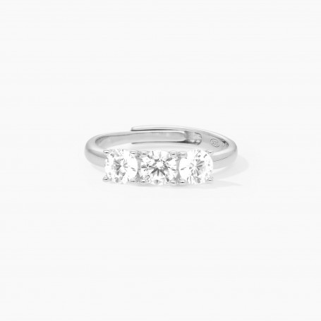 MABINA - COLLEZIONE TRILOGY - ANELLO TRILOGY REGOLABILE CON ZIRCONI BIANCHI