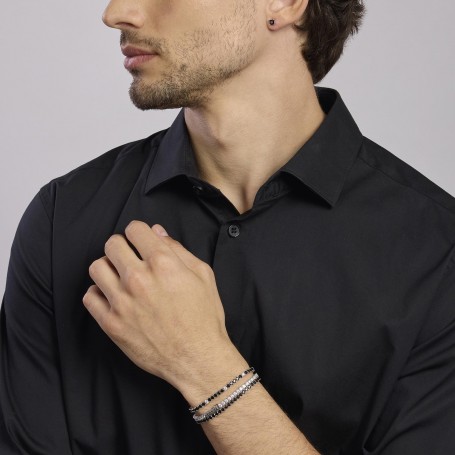 MABINA - COLLEZIONE TENNIS CLUB - BRACCIALE TENNIS DA UOMO BIANCO E NERO