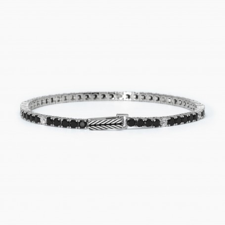 MABINA - COLLEZIONE TENNIS CLUB - BRACCIALE TENNIS DA UOMO BIANCO E NERO