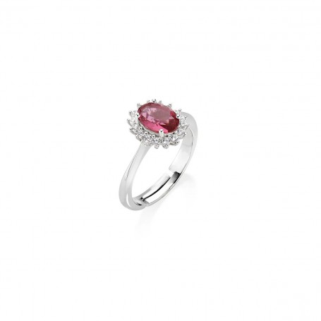 AMEN - ANELLO MINI ROYAL LADY CON ZIRCONE ROSSO CILIEGIA