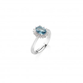 AMEN - ANELLO MINI ROYAL LADY CON ZIRCONE BLU LONDON