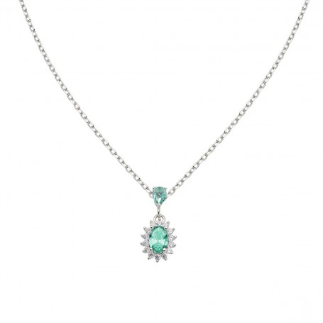 AMEN - COLLANA MINI ROYAL LADY CON ZIRCONE VERDE ACQUA