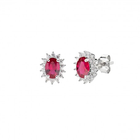 AMEN - ORECCHINI MINI ROYAL LADY CON ZIRCONE ROSSO CILIEGIA