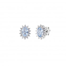 AMEN - ORECCHINI ROYAL LADY MINI CON ZIRCONE ACQUAMARINA