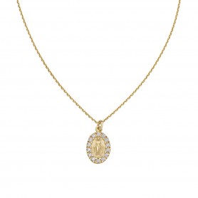 AMEN - COLLANA MINI MADONNA MIRACOLOSA CON ZIRCONI DORATA