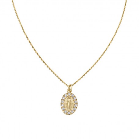 AMEN - COLLANA MINI MADONNA MIRACOLOSA CON ZIRCONI DORATA
