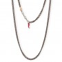 MANO J - COLLANA GROUMETTE IN TITANIO, ORO ROSSO 9KT E CORNETTO ROSSO PENDENTE