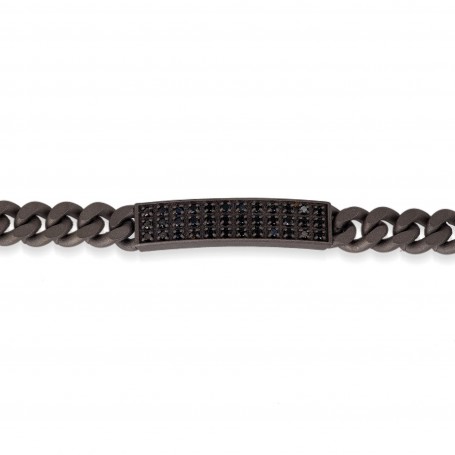 MANO J - BRACCIALE IN TITANIO , TARGHETTA CON DIAMANTI BLACK E ORO ROSSO 18KT
