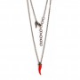MANO J - COLLANA LINEA CHARMS CON CORNETTO ROSSO , 5 DIAMANTI BLACK E CATENA