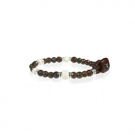 GERBA - COLLEZIONE WINTER BROWN - BRACCIALE IN ARGENTO 925 CON PIETRE DURE, CERAMICA, MURRINA E OSSO