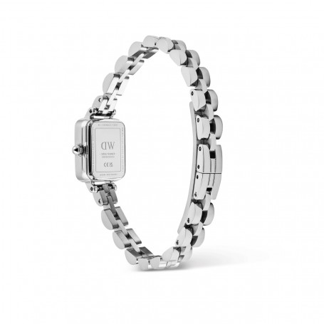 DANIEL WELLINGTON - OROLOGIO QUADRO MINI ARCH 3-LINK ONYX SUNRAY SILVER - 15.4X18.2MM