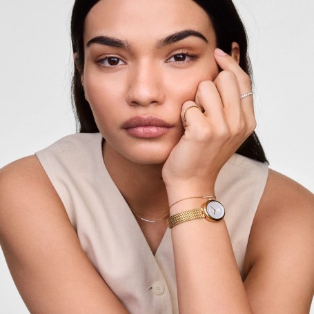 DANIEL WELLINGTON - OROLOGIO JULIETTE BRAIDED MESH WHITE SUNRAY GOLD - 20X26MM