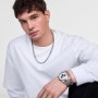 DANIEL WELLINGTON - OROLOGIO ICONIC CHRONOGRAPH ARCH 5-LINK OFF-WHITE PANDA SILVER - 42MM