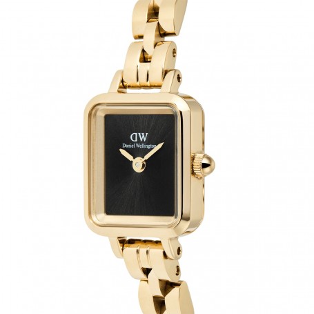 DANIEL WELLINGTON - OROLOGIO QUADRO MINI ARCH 3-LINK ONYX SUNRAY GOLD - 15.4X18.2MM