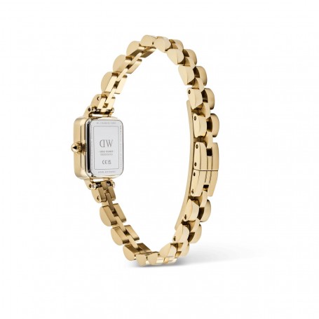 DANIEL WELLINGTON - OROLOGIO QUADRO MINI ARCH 3-LINK ONYX SUNRAY GOLD - 15.4X18.2MM