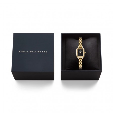 DANIEL WELLINGTON - OROLOGIO QUADRO MINI ARCH 3-LINK ONYX SUNRAY GOLD - 15.4X18.2MM